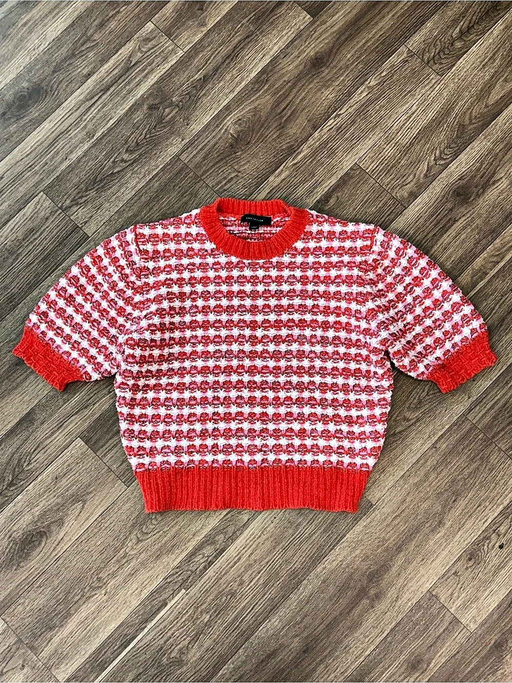 Ann Taylor Red Pink Thick Textured Knit Sweater Size Small